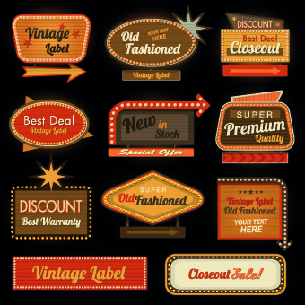 Vector Retro Stickers and labels set 04 stickers sticker Retro font labels label   