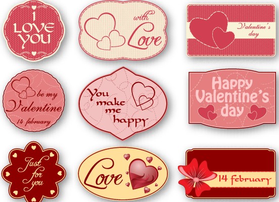 Cute valentine labels vector Valentine labels label cute   