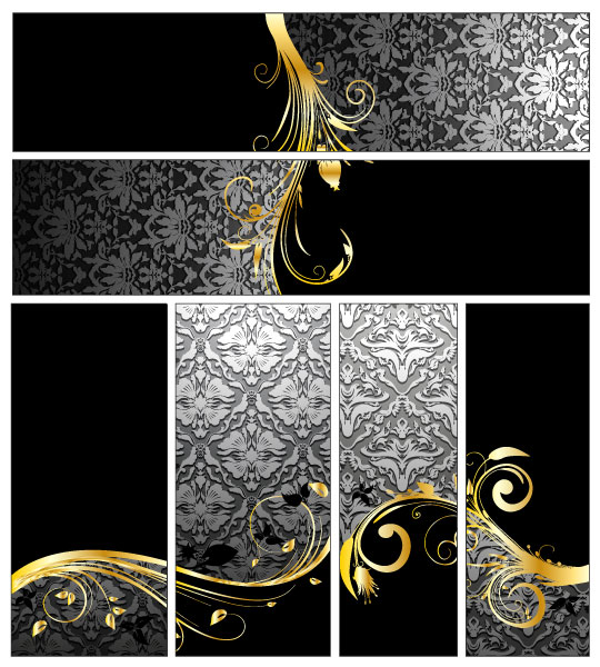 Glossy golden floral ornaments vector background 08 ornaments golden glossy background   