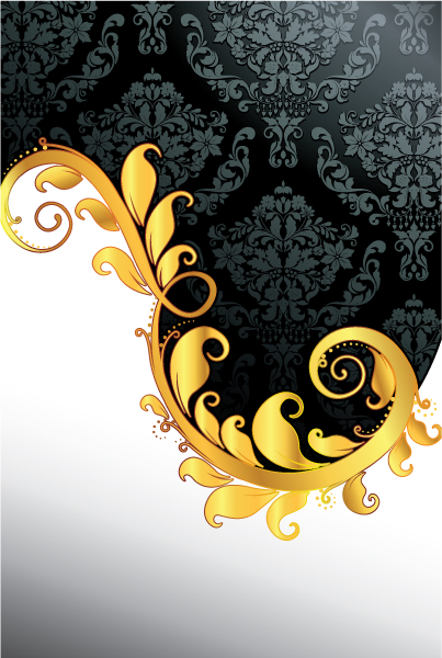 Glossy golden floral ornaments vector background 11 ornaments golden glossy background   