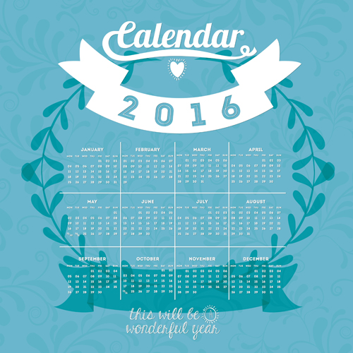 Simple wall calendar 2016 design vectors set 14 wall simple design calendar 2016   