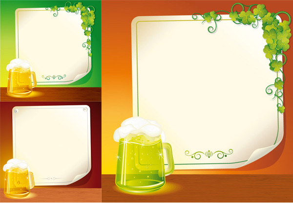 Beer and background paper vector roll angle pattern paper hops frame cup of beer beer background   