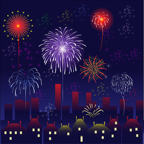 Set of holiday Fireworks design vector material 09 material holiday Fireworks   