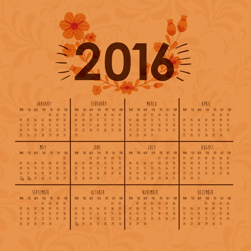 Simple wall calendar 2016 design vectors set 12 wall simple design calendar 2016   