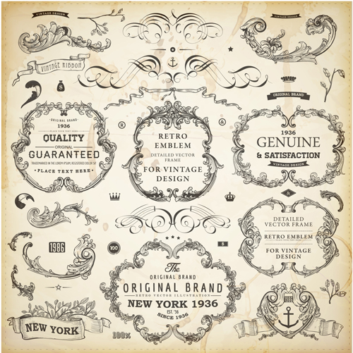 Vintage design elements frames and Ornaments vector 02 vintage ornaments ornament frames frame elements element   