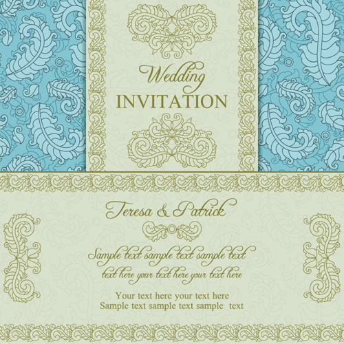 Floral ornate wedding invitation cards vector set 10 wedding ornate invitation cards invitation floral cards   