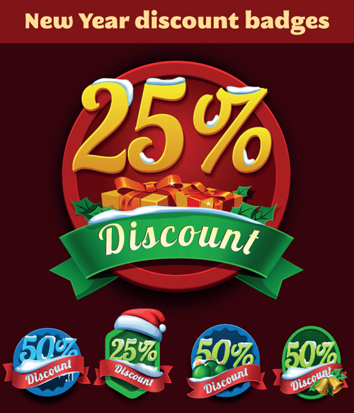 Christmas discount badges with labels vector 03 labels label discount christmas badges badge   