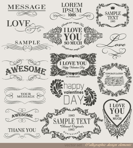 Retro Calligraphy design elements vector graphic 03 Retro font elements element Calligraphy font   