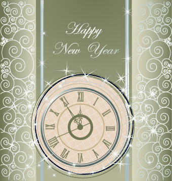2014 New Year clock glowing background vector 03 new year glowing background vector background   