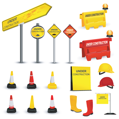 Construction of Signs and markers design vector 01 signs markers construction   