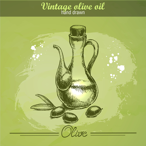 Vintage olive oil hand drawn vector 01 vintage olive oil olive hand drawn   