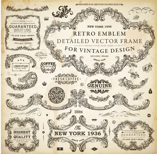 Vintage design elements frames and Ornaments vector 03 vintage ornaments ornament frames frame elements element   