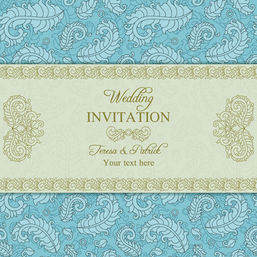 Floral ornate wedding invitation cards vector set 05 wedding ornate invitation cards invitation floral cards   