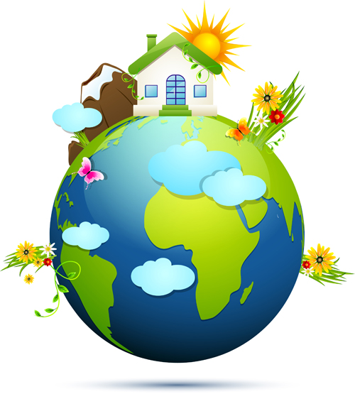 Ecology with earth concept design vector 03 ecology earth concept   