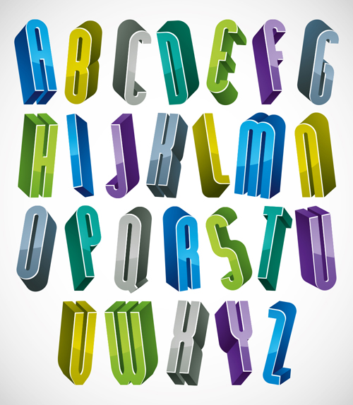 3D shiny alphabets vector   