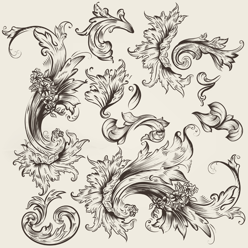 Floral swirl ornament design vector 03 vintage swirls ornament floral   