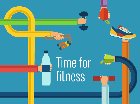 Fitness with hands flat vector template 03 template hands fitness   