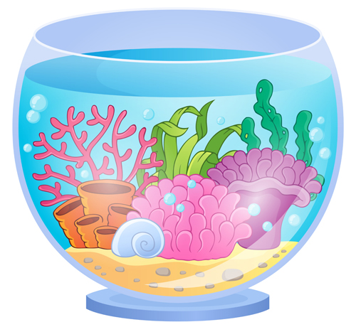 Aquarium with fish cartoon vector set 04 cartoon Aquarium   
