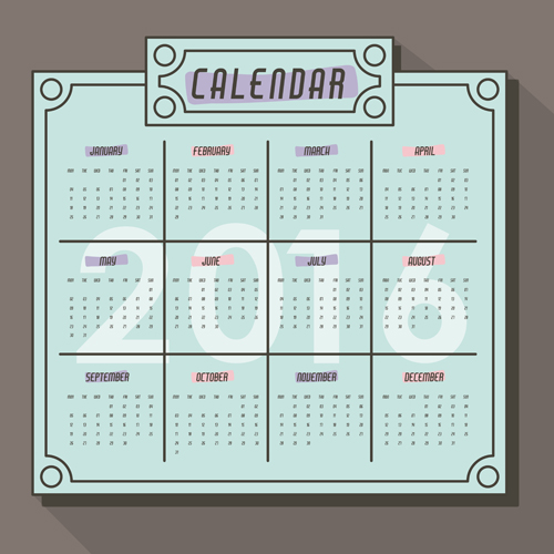 Simple wall calendar 2016 design vectors set 09 wall simple design calendar 2016   