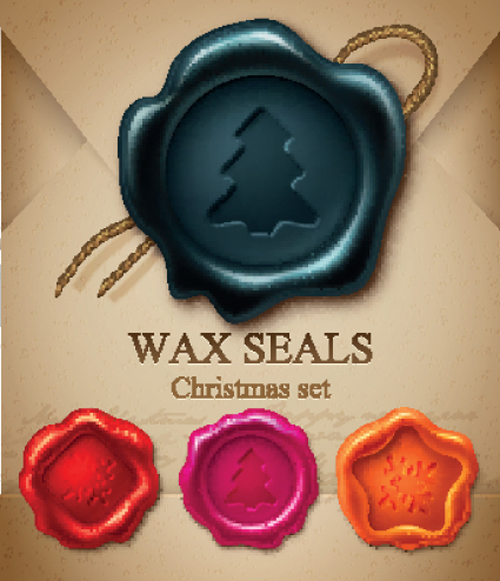Christmas wax seals design elements vector set 02 wax seal elements element christmas   