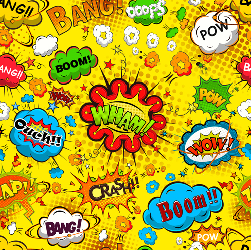 Comic explosion speech bubbles vector seamless pattern 04 speech bubbles speech pattern explosion Comic bubbles   