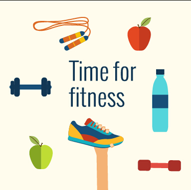 Fitness with hands flat vector template 04 template hands fitness   