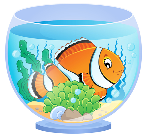 Aquarium with fish cartoon vector set 01 cartoon Aquarium   