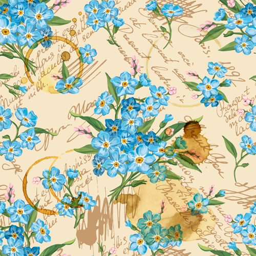 Vintage flowers patterns vector seamless design 04 vintage seamless patterns flowers floral pattern   