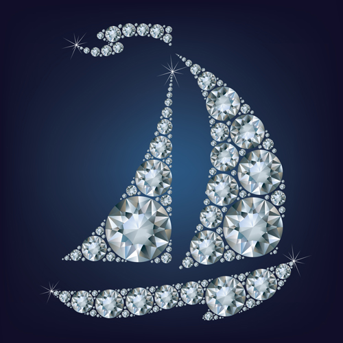 Sailboat with diamonds vector material sailboat diamonds   