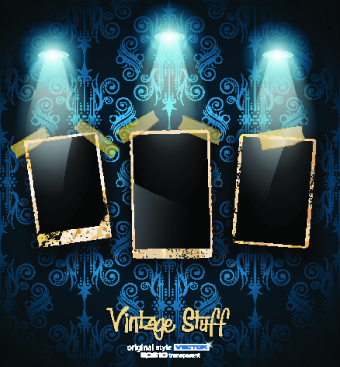 Retro photoframes with Spotlights vector 02 spotlights spotlight Photoframe photo lights frames   