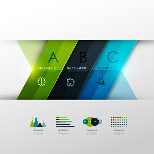 Colored banner infographics elements vector 06 infographics elements banner   