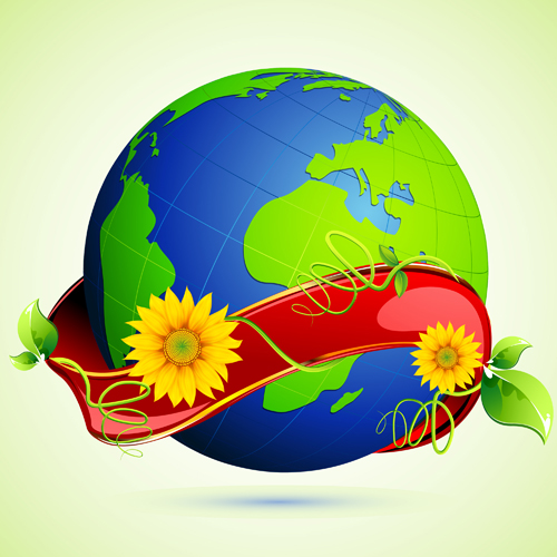 Ecology with earth concept design vector 02 ecology earth concept   