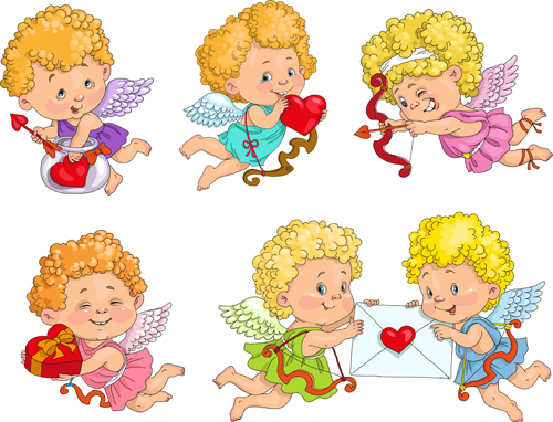 Cute cupid baby vector set cute cupid baby   