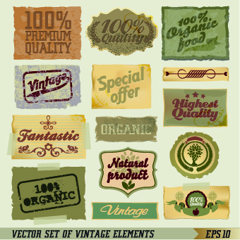 Retro labels and Accessories vector set 04 Retro font labels label accessories   