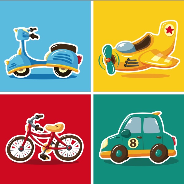 Cartoon transportation sticker vector material transportation sticker cartoon   