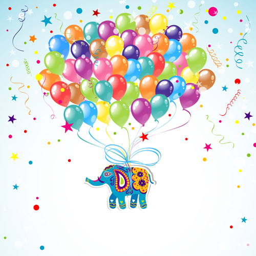 Floral elephants with happy birthday background vector 04 happy birthday happy elephants elephant birthday background vector background   