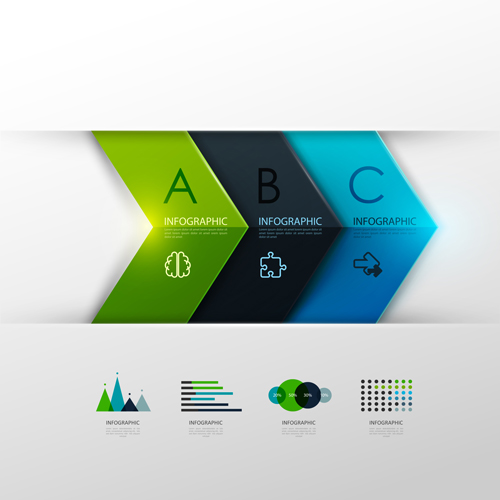 Colored banner infographics elements vector 05   