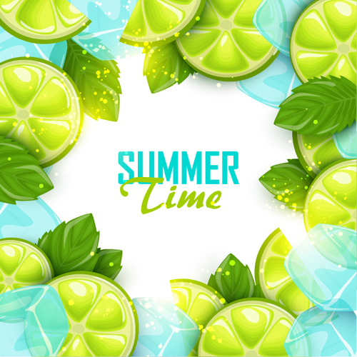 Summer fruits art background vector set 02 summer fruits background   