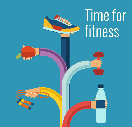 Fitness with hands flat vector template 05 template hands fitness   