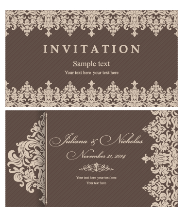 Decorative pattern wedding invitation cards vector set 05 wedding pattern invitation cards invitation decorative pattern decorative card   