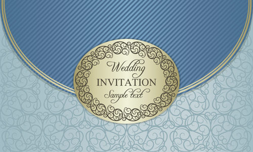 Floral ornate wedding invitation cards vector set 04 wedding ornate invitation cards invitation cards   