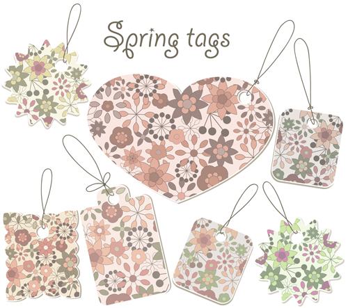Floral spring tags vector material tags spring material floral   