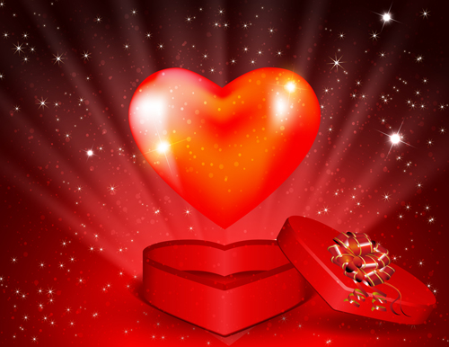 Glassy heart with valentines day gift vector 01 valentines heart glassy gift day   