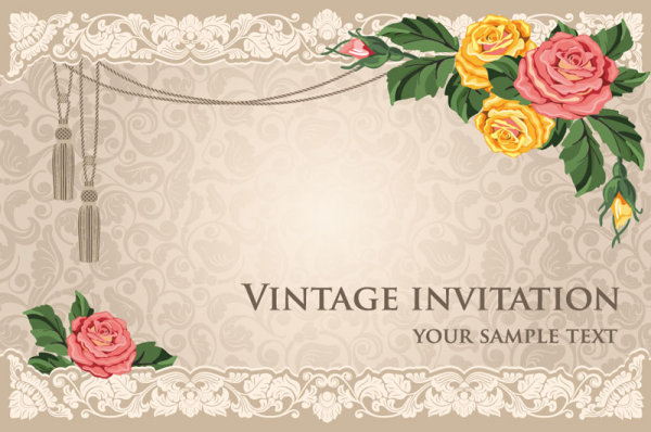 vintage invitation cards background vector 01 vintage invitation cards card   