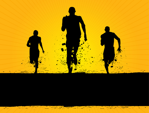 Set of Running elements people silhouette vector 01 silhouette running people elements element   
