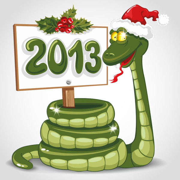 Funny 2013 Snake Greeting Card vector set 01 snake greeting funny card   