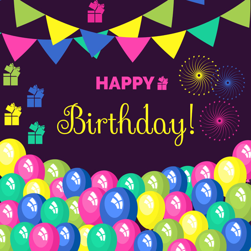 Birthday gift with balloon and flag vector background gift flag birthday balloon background   
