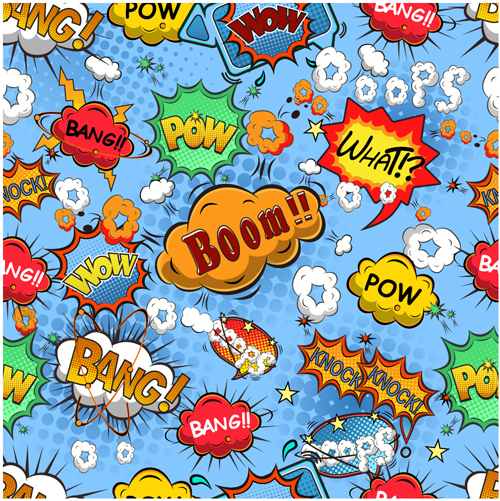 Comic explosion speech bubbles vector seamless pattern 01 speech bubbles speech seamless explosion Comic bubbles   