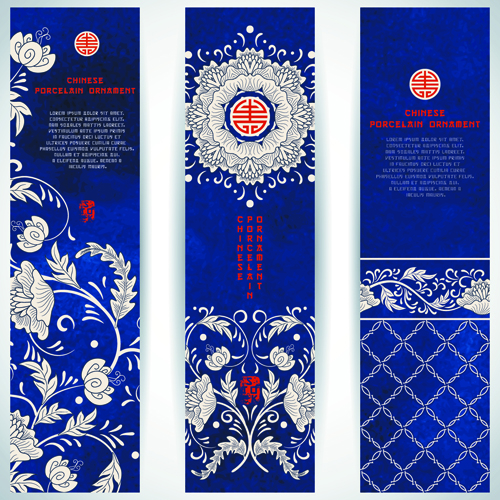 Chinese porcelain ornament banner vector 02 porcelain ornament chinese banner   