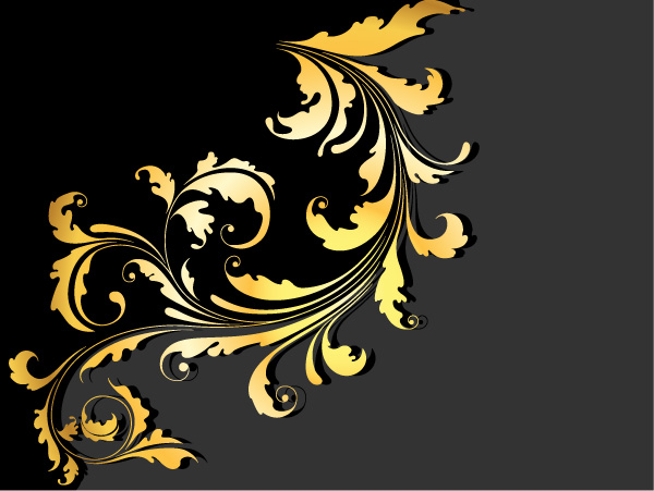 Glossy golden floral ornaments vector background 02 ornaments golden glossy floral   